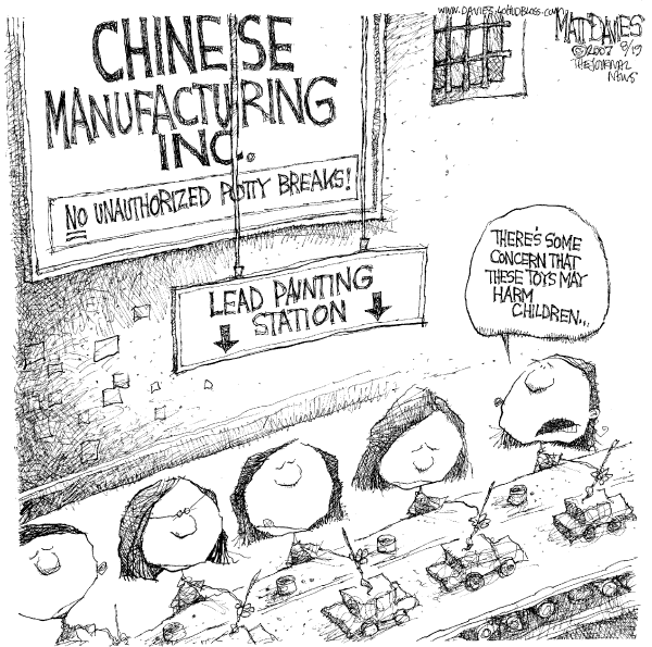 Editorial Cartoon by Matt Davies, Journal News on China’s Exports Declared Unsafe