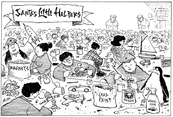 Editorial Cartoon by Tony Auth, Philadelphia Inquirer on China’s Exports Declared Unsafe