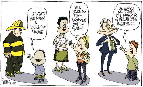 Editorial Cartoon by Signe Wilkinson, Philadelphia Daily News on Bush Vetoes Child Health Care Bill