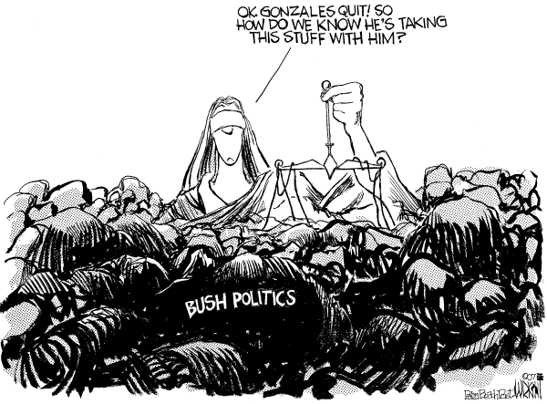 Editorial Cartoon by Don Wright, Palm Beach Post on Alberto Gonzales Resigns