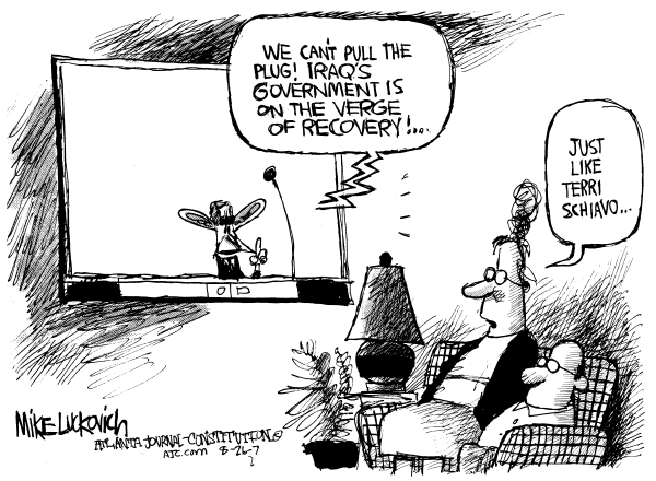Editorial Cartoon by Mike Luckovich, Atlanta Journal-Constitution on Iraq War Report Due