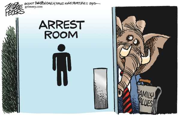 Editorial Cartoon by Mike Peters, Dayton Daily News on Idaho Senator Busted for Lewd Behavior