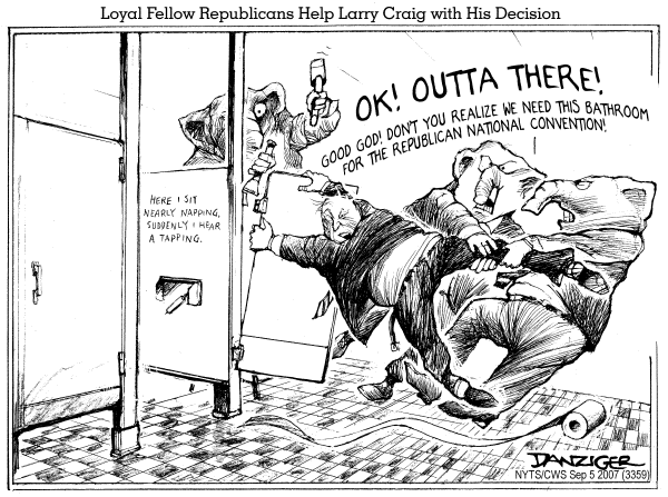Editorial Cartoon by Jeff Danziger, CWS/CartoonArts Intl. on Idaho Senator Busted for Lewd Behavior