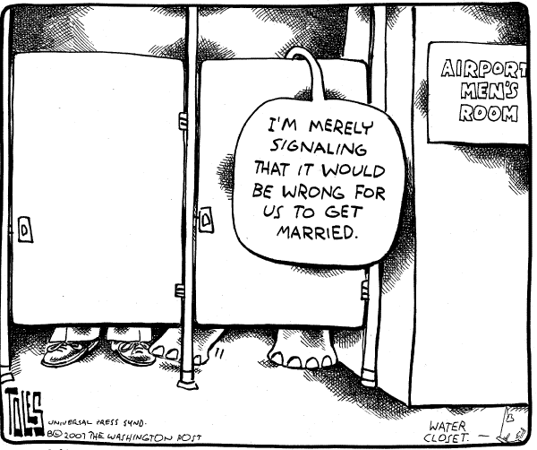 Editorial Cartoon by Tom Toles, Washington Post on Idaho Senator Busted for Lewd Behavior