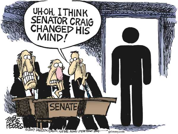 Editorial Cartoon by Mike Peters, Dayton Daily News on Idaho Senator Busted for Lewd Behavior