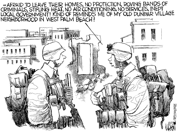 Editorial Cartoon by Don Wright, Palm Beach Post on Surge Continues