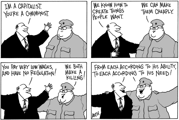 Editorial Cartoon by Tony Auth, Philadelphia Inquirer on US Economy Makes a Move