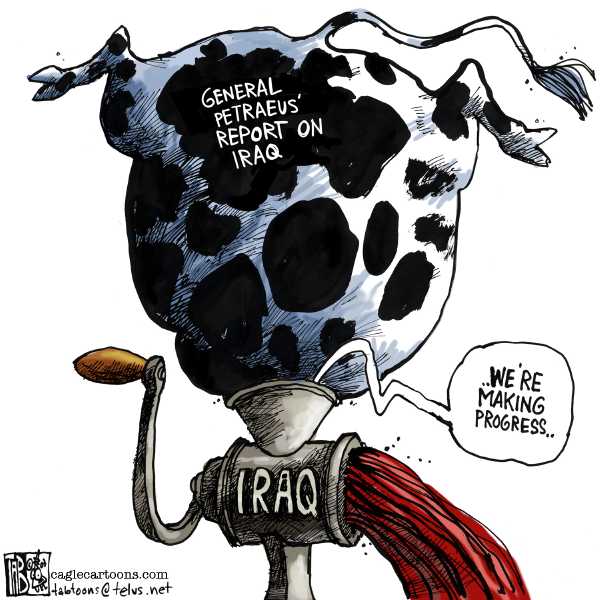 Editorial Cartoon by Tab (Thomas Boldt), Calgary Sun on General Patraeus Testifies