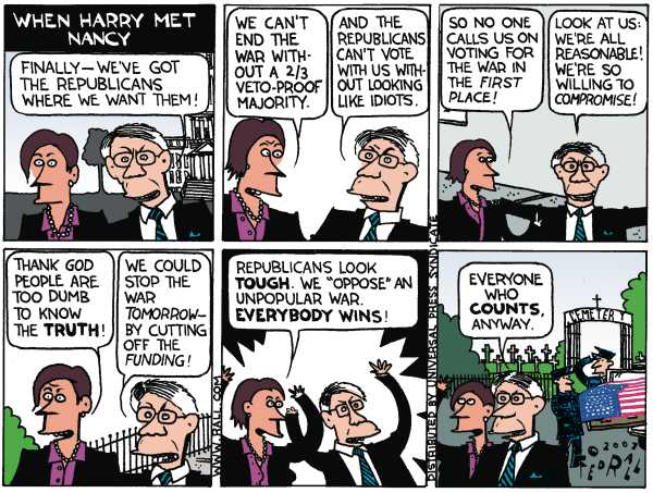 Editorial Cartoon by Ted Rall on We’re Winning In Iraq, Bush Says