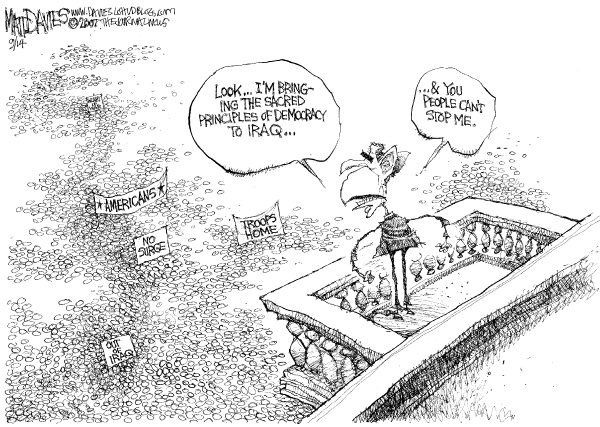Editorial Cartoon by Matt Davies, Journal News on We’re Winning In Iraq, Bush Says