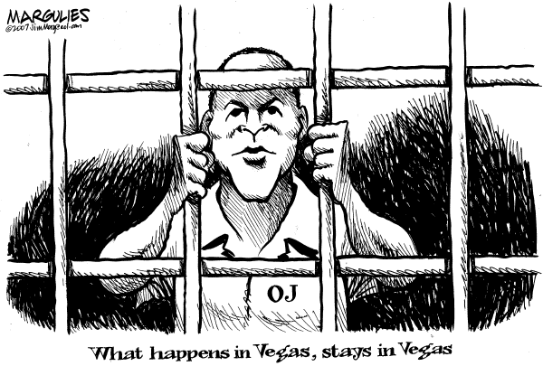 Editorial Cartoon by Jimmy Margulies, The Record, New Jersey on OJ Simpson Arrested in Las Vegas