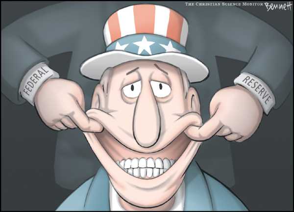 Editorial Cartoon by Clay Bennett, Christian Science Monitor on Federal Reserve Cuts Rate