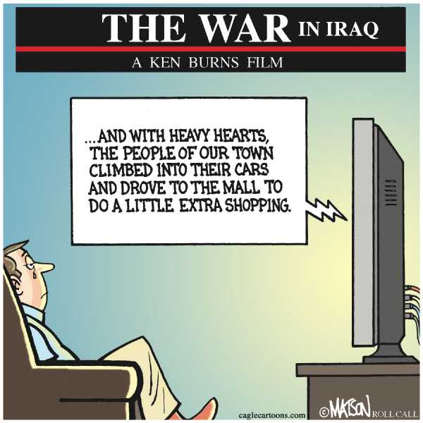Editorial Cartoon by RJ Matson, Cagle Cartoons on Iraq War Debate Subsides