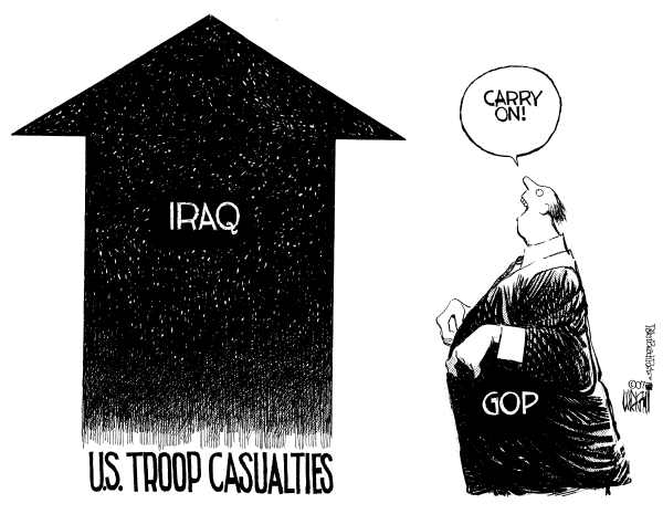 Editorial Cartoon by Don Wright, Palm Beach Post on Iraq War Debate Subsides