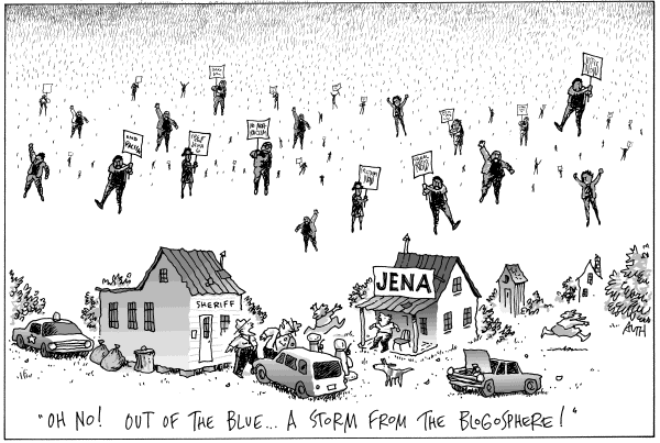 Editorial Cartoon by Tony Auth, Philadelphia Inquirer on Blacks Charged, Convicted in Louisiana