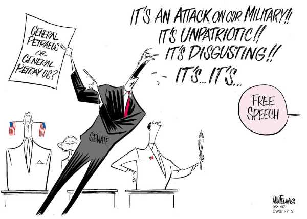 Editorial Cartoon by Ann Telnaes, CWS/CartoonArts Intl. on Democrats Join GOP to Condemn MoveOn