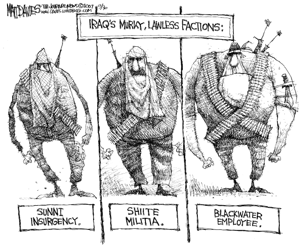 Editorial Cartoon by Matt Davies, Journal News on Private Army Operating in Iraq