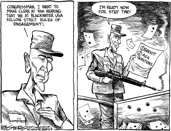 Editorial Cartoon by Kevin Siers, Charlotte Observer on Private Army Operating in Iraq