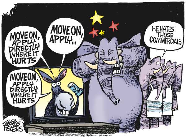 Editorial Cartoon by Mike Peters, Dayton Daily News on Verbal Battles Escalate Over War