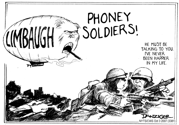 Editorial Cartoon by Pat Oliphant, Universal Press Syndicate on Verbal Battles Escalate Over War