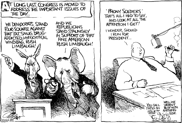 Editorial Cartoon by Jeff Danziger, CWS/CartoonArts Intl. on Verbal Battles Escalate Over War