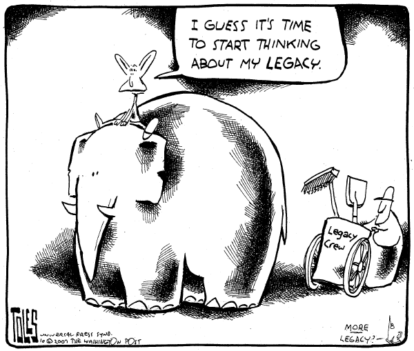Editorial Cartoon by Tom Toles, Washington Post on Bush Refuses to Act as Lame Duck