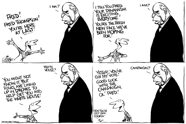 Editorial Cartoon by Pat Oliphant, Universal Press Syndicate on Campaign News