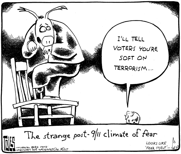Editorial Cartoon by Tom Toles, Washington Post on Democrats Approve of Wiretapping