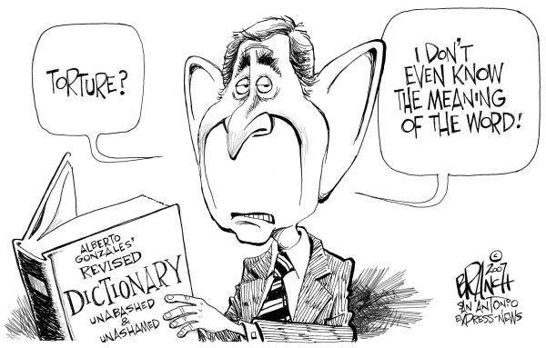 Editorial Cartoon by John Branch, San Antonio Express-News on White House: US Does Not Torture