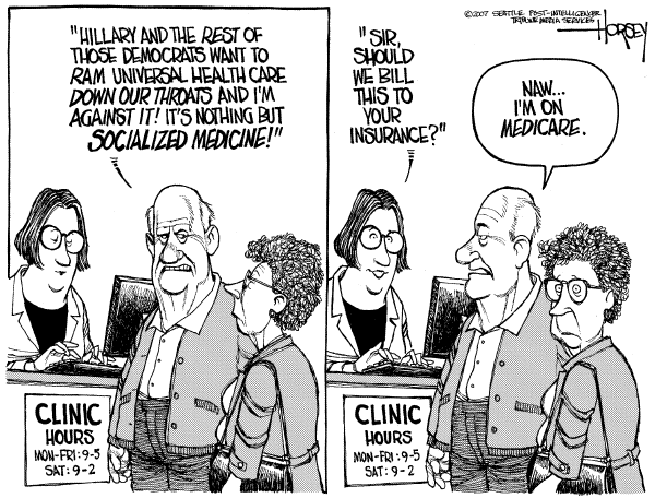 Editorial Cartoon by David Horsey, Seattle Post-Intelligencer on Health Care Veto Still Stinging