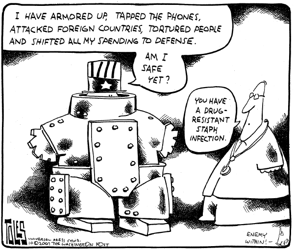 Editorial Cartoon by Tom Toles, Washington Post on Democrats Help Make US Safer