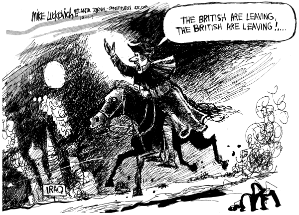 Editorial Cartoon by Mike Luckovich, Atlanta Journal-Constitution on More Progress in Iraq