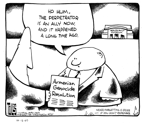 Editorial Cartoon by Tom Toles, Washington Post on Turkey Upset with US Resolution