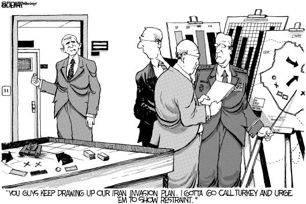 Editorial Cartoon by Drew Sheneman, Newark Star Ledger on Turkey Upset with US Resolution