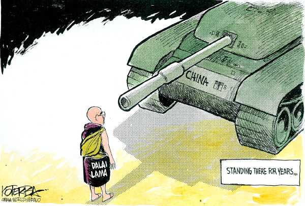 Editorial Cartoon by Jeff Koterba, Omaha World-Herald on Congress Honors Dalai Lama