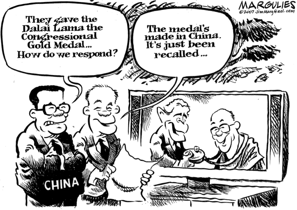 Editorial Cartoon by Jimmy Margulies, The Record, New Jersey on Congress Honors Dalai Lama