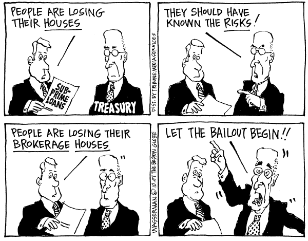 Editorial Cartoon by Dan Wasserman, Boston Globe on Foreclosures Hit Record High