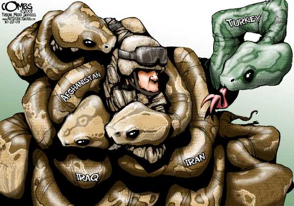 Editorial Cartoon by Paul Combs, Tribune Media Services on Turkey Moves Troops to Iraq Border