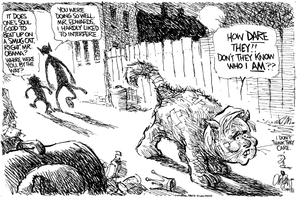 Editorial Cartoon by Pat Oliphant, Universal Press Syndicate on Campaign News