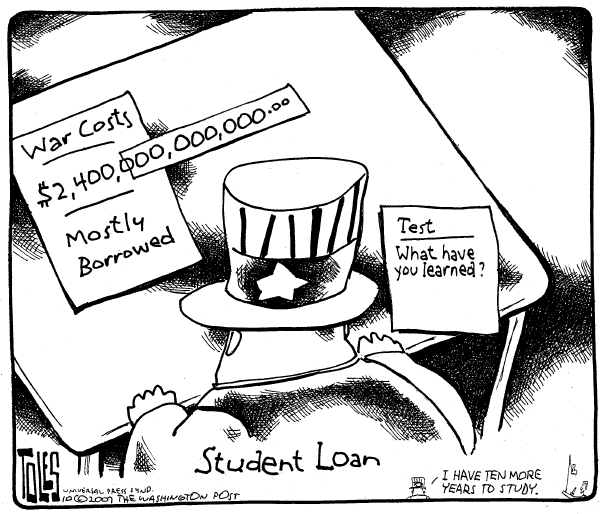 Editorial Cartoon by Tom Toles, Washington Post on Deficit Hits Record High