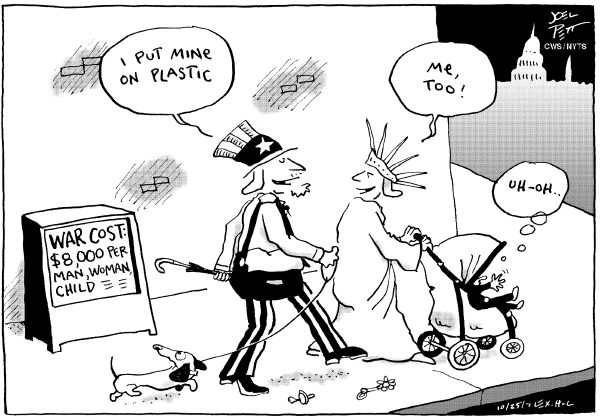 Editorial Cartoon by Joel Pett, Lexington Herald-Leader, CWS/CartoonArts Intl. on Deficit Hits Record High