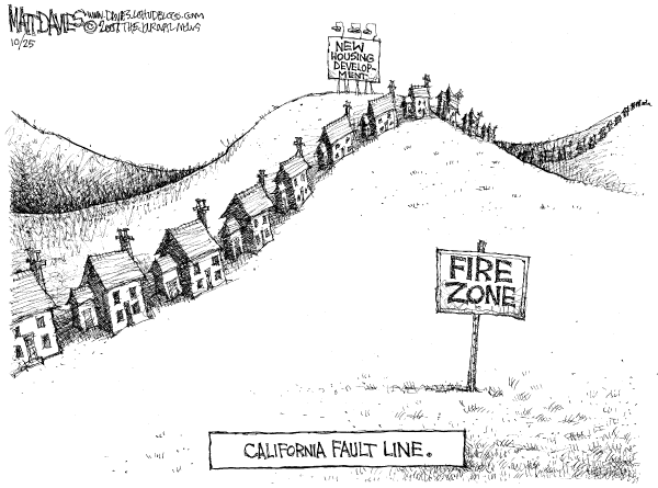Editorial Cartoon by Matt Davies, Journal News on 1 Million Evacuated in S. California