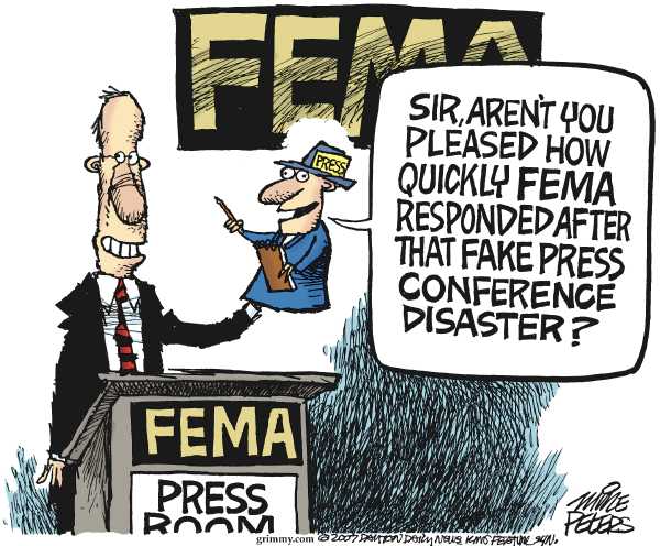 Editorial Cartoon by Mike Peters, Dayton Daily News on 1 Million Evacuated in S. California