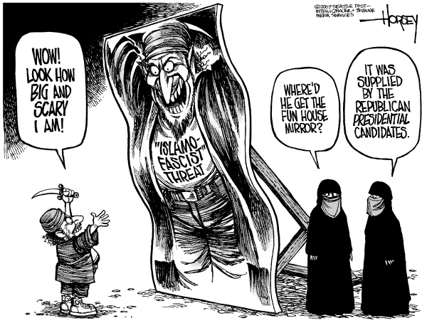 Editorial Cartoon by David Horsey, Seattle Post-Intelligencer on Bush: War a Last Resort in Iran