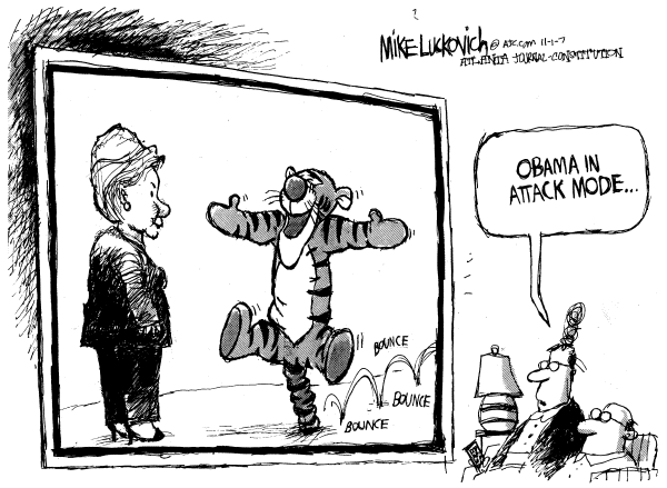 Editorial Cartoon by Mike Luckovich, Atlanta Journal-Constitution on Candidates Target Hillary