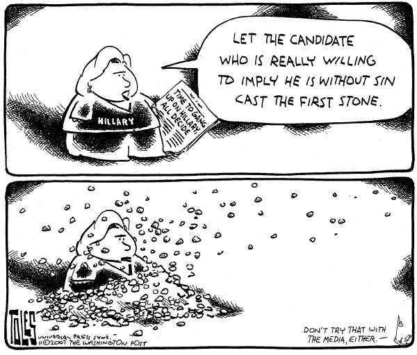 Editorial Cartoon by Tom Toles, Washington Post on Candidates Target Hillary