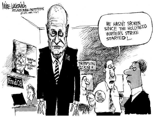 Editorial Cartoon by Mike Luckovich, Atlanta Journal-Constitution on Hollywood Writers Go on Strike
