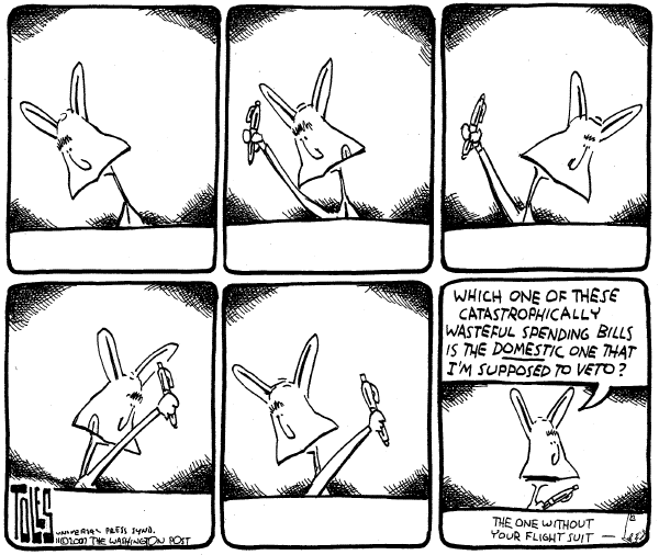 Editorial Cartoon by Tom Toles, Washington Post on Bush Stays the Course