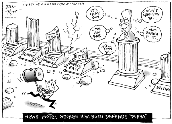Editorial Cartoon by Joel Pett, Lexington Herald-Leader, CWS/CartoonArts Intl. on Bush Stays the Course