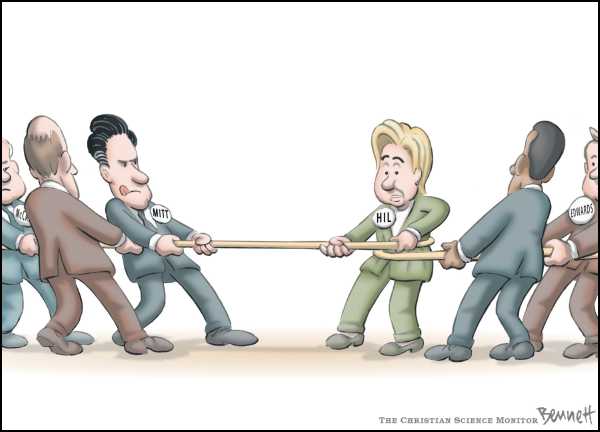 Editorial Cartoon by Clay Bennett, Christian Science Monitor on Hillary Takes a Hit